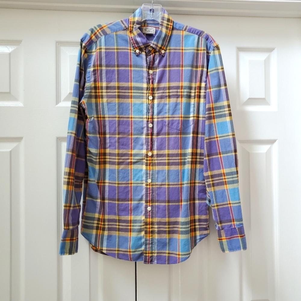 J. Crew Purple Blue Plaid Button Down Shirt SMALL